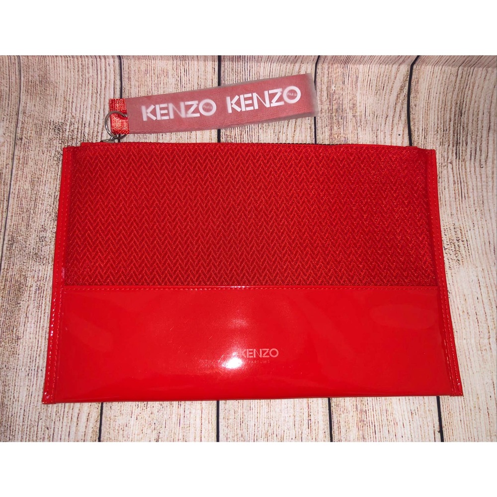 Kenzo Perfumes Red Zippered Cosmetic Pouch Bag Rare New